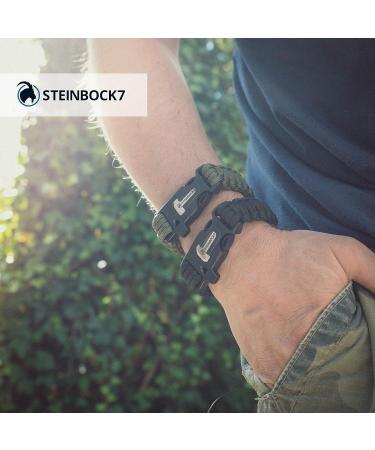 Steinbock7 Hochk nig 3-in-1 Paracord Wristband Set - Black & Pink | Integrated Pipe Flint & Knife - Perfect for Camping & Outdoor Adventures - Includes Free E-Book - Buy Online on GoSupps.com