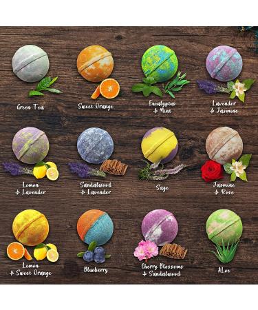 XXL Bath Bomb Gift Set - 12 Organic 5 oz Bath Bombs for Spa Relaxation. Perfect Holiday Gift for Men & Women - Buy Online on GoSupps.com