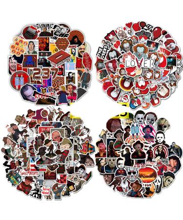 Kilmila Thriller Horror Movie Stickers (200pcs Mixed 4 in 1) Halloween Themed Terror Horror Movie Sticker Gifts Toys for Kids Teens Laptop Phone Luggage Skateboard Horror Movie 200p