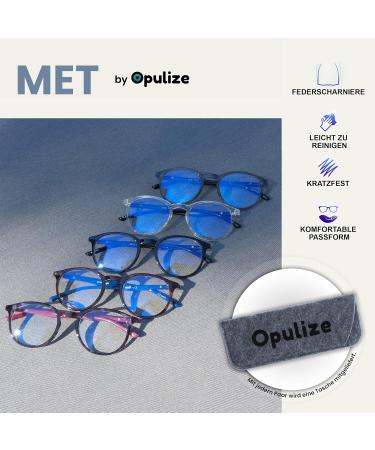 Opulize MET Blue Light Filter Reading Glasses - 3 Pack Slim Round Frame with Spring Hinges for Men - +2.50 Diopter - Black/Brown - Improve Sleep & Gaming Comfort - Buy Online on GoSupps.com