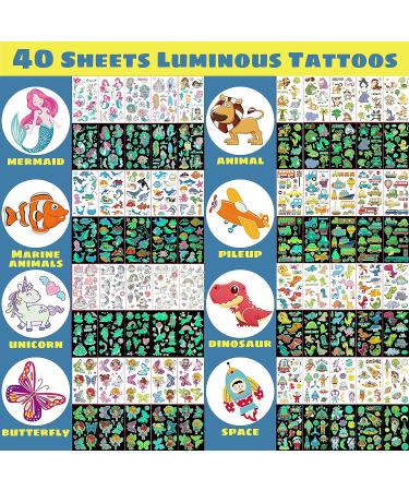 500 Styles Luminous Temporary Tattoos for Kids - Glow In The Dark Stickers - Unicorn/Mermaid/Dinosaur/Animal - Birthday Party Supplies - Buy Online on GoSupps.com