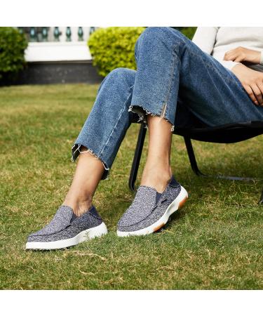 OrthoComfoot Women's Slip On Shoes with Arch Support - Plantar Fasciitis Loafers | Pain Relief Orthopedic Slippers - Light Blue, Size 8.5 W - Buy Online on GoSupps.com