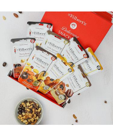Mr. Filbert's Pure Indulgence Box A Selection of Artisan Gourmet Chocolate Snacks Pack of Assorted Sweet Treat Nuts Suitable for Vegetarian & Gluten-Free Diet Ideal for Gifting 8 Packs 75g - Buy Online on GoSupps.com