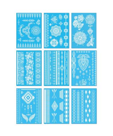 White Lace Temporary Tattoos for Women Teens Girls - 9 Sheets White Lace Fake Stickers - Bride Wedding Cool Tattoo Designs Jewelry Tattoos - 100+ White Flash Realistic Waterproof Transfer Barbarita - Buy Online on GoSupps.com