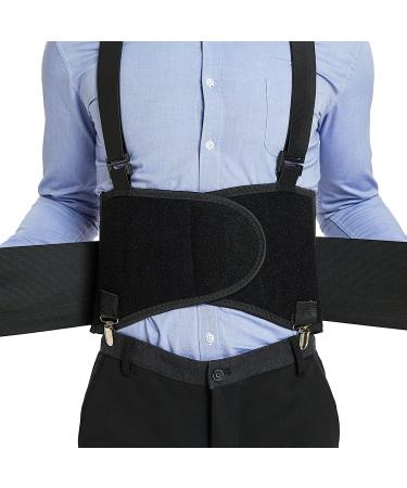 NeoTech Care Lumbar Brace with Removable Pants Clips & Detachable Suspenders - Back Support Belt - Adjustable & Breathable - Shoulder Holsters - Black (Size L) - Buy Online on GoSupps.com