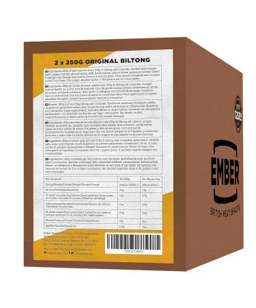 Ember Snacks Biltong - High Protein Beef Snack (2x250g Original) - Premium British & Irish Beef - Healthy 2 Pack - Buy Online on GoSupps.com
