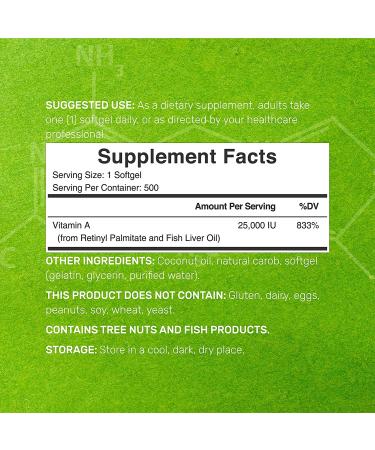 High Potency Vitamin A 25000 IU with Coconut Oil Softgels | Natural Fish Liver Oil Source for Eye, Immune & Skin Health | Non-GMO - Buy Online on GoSupps.com