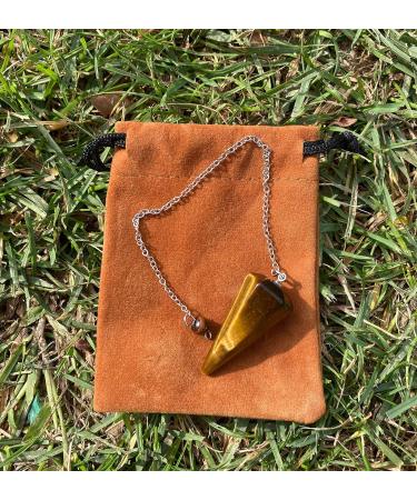 Tiger Eye Natural Stone Pendulum | Hexagonal Vintage Crystal for Reiki Chakra & Meditation - Buy Online on GoSupps.com