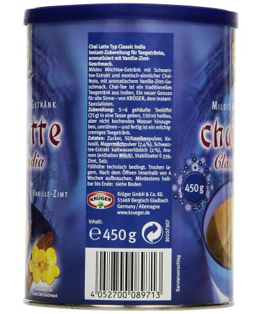 KR GER Chai Latte Classic India Type - Vanilla Cinnamon (Pack of 6 x 450g) | International Shipping Available - Buy Online on GoSupps.com