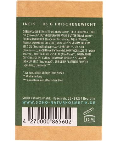 SOHO Naturkosmetik "Matteo" face soap for oily and blemished skin vegan facial cleansing with aloe vera and clay solid soap - Buy Online on GoSupps.com