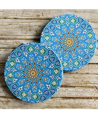 Totally Turkish Metal Compact Mirror Small Folding Round Mirror With Magnetic Close 1x & 2x Magnification For Handbags Make-Up Travel & Commutes Bright & Funky Geometric Pattern (Sky Blue) - Buy Online on GoSupps.com