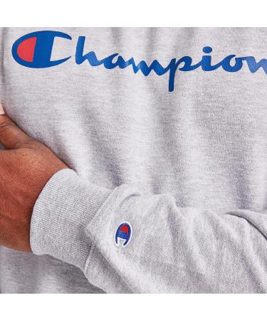 Champion Men's Powerblend Fleece Crew Sweatshirt - Crewneck, Oxford Gray Script - Buy Online on GoSupps.com
