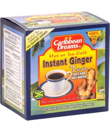 Caribbean Dreams Instant Ginger Tea Un-Sweetened, 0.14 Oz Pack of 14 - Buy Online on GoSupps.com