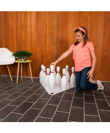 Champion Sports Plastic Bowling Pins Set - Red/White | Ideal for Training & Kids Games - Buy Online on GoSupps.com