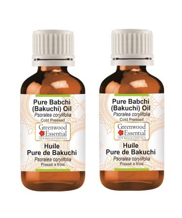 Greenwood essential natural Babchi (Bakuchi) oil (psoralea coryylifolia) natural therapeutic quality cold -pressed (pack of Two) 100ml x 2 (6.76 oz)