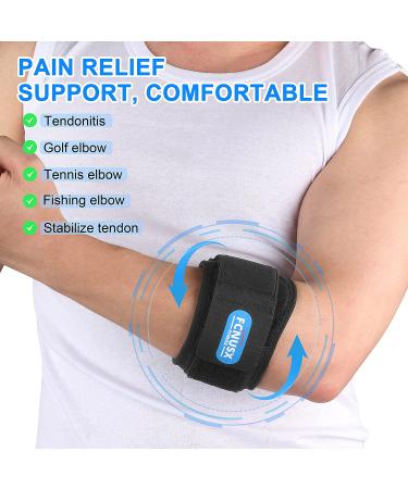 Elbow Brace for Tendonitis & Tennis Elbow - Compression Pad for Pain Relief - Golfers Sleeve for Men & Women (Medium Size - Black) - Buy Online on GoSupps.com