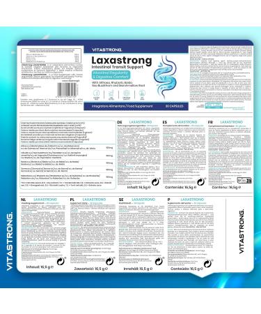 Vitastrong Laxastrong Support for intestinal transit premium formula plant extracts rhubarb sea buckthorn Ugal altea natural laxative 30 vegan capsules without genetic - Buy Online on GoSupps.com