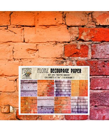 Decoupage Paper Pack (24 Sheets 6"x6") Rustic Bricks # Vintage Styled Pattern Paper for Decoupage Craft and Scrapbooking Two