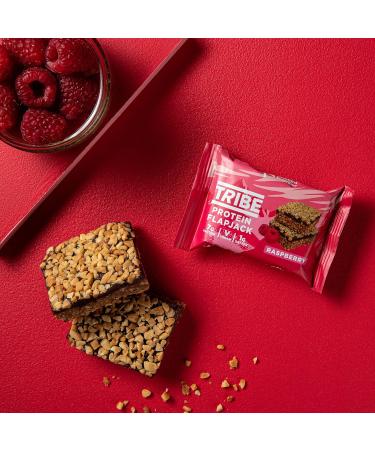 TRIBE Protein Flapjacks - Choc Peanut - Vegan Dairy and Gluten Free - Raspberry Flavor - 12 x 50g Bars - Buy Online on GoSupps.com