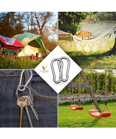 Stainless Steel Carabiner - 2 Pieces 230kg Load Capacity 80x8mm Fire Brigade Hook | AISI Sports & Transport - Buy Online on GoSupps.com