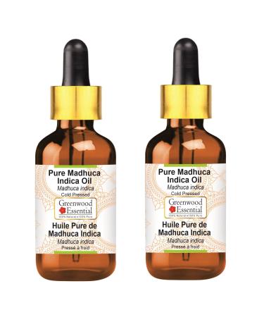 Greenwood Essential Madhuca Indica Huile naturelle pure (Madhuca indica) avec compte-gouttes en verre press e froid 100 ml x 2 (6 76 oz)