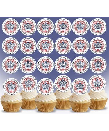 24 x Pre-Cut Stand up King Charles III Coronation Emblem Edible Wafer/Rice Paper Cupcake Cake Dessert Toppers Royal Party Union Jack Birthday Decorations - Buy Online on GoSupps.com