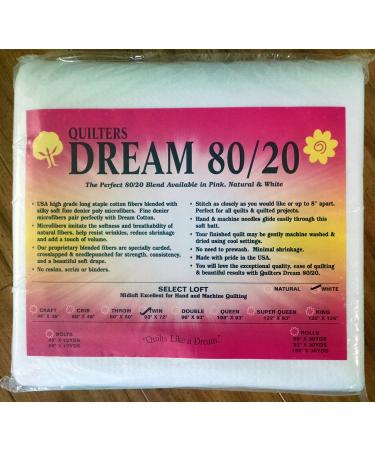 Quilter's Dream 80/20, White, Select Loft Batting - Twin Size 93"X72"