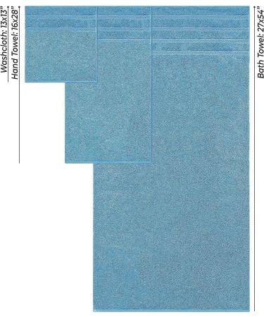 American Soft Linen 100% Turkish Carded Cotton 6-Piece Towel Set - 560 GSM - Super Soft - Light Blue - Buy Online on GoSupps.com