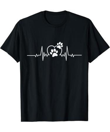 Heartbeat Dogs Paws Frequency Dog Love Dogs With Heart T-Shirt