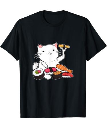 Sushi Cat Anime Figure Senpai Japanese Noodles Ramen Manga T-Shirt