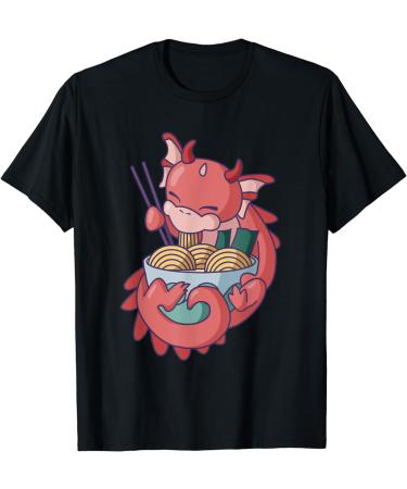 Kawaii Dragon Ramen Japanese Noodles Graphic T-Shirt
