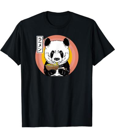 Panda Eating Ramen Noodle Soup Funny Anime Manga Lover Retro T-Shirt