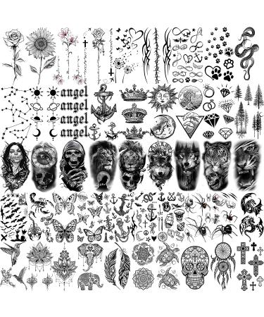 COKTAK 59 Sheets Sexy 3D Rose Flower Temporary Tattoos for Women - Snake, Floral, Sunflower, Peony, Butterfly & More | Black Realistic Arm, Neck, Thigh, Body Tattoo Stickers - Buy Online on GoSupps.com