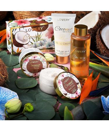 Luxurious Coconut Bath Gift Set - 24K Gold Bath Bomb Body Lotion Scrub & More | Perfect Spa Gifts for Women & Home Spa Kit - Buy Online on GoSupps.com