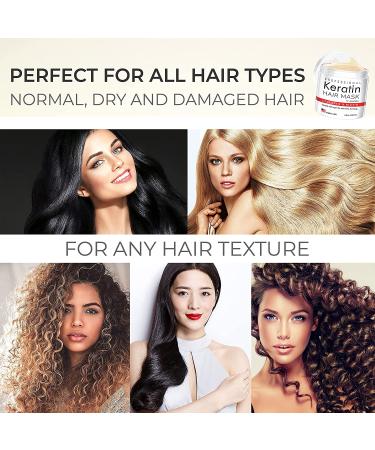 Professional Keratin Hair Mask for Nourishment & Repair - Made in USA with Biotin, Collagen & Coconut Oil - Pro-Vitamin B5 Protein Mask for All Hair Types - Buy Online on GoSupps.com