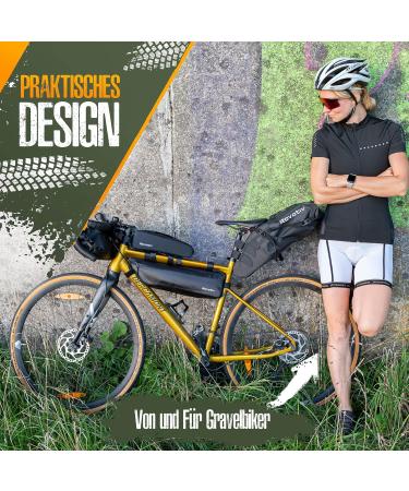 Rovativ Bikepacking Frame Bag 3L - 100% Waterproof Large Frame Bag for Gravel Road & MTB - 42cm Long - Buy Online on GoSupps.com