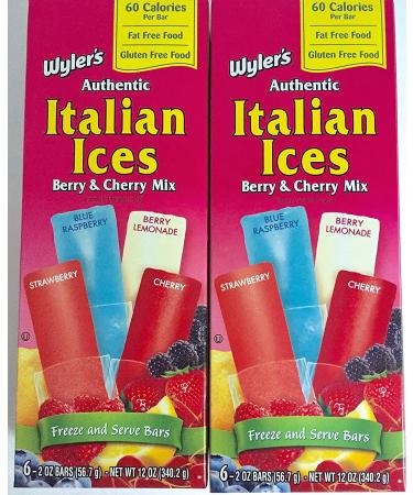 Wylers Authentic Italian Ices Assorted Flavors 12 oz Boxes - 2 Pack with 12 Bars - Buy Online on GoSupps.com