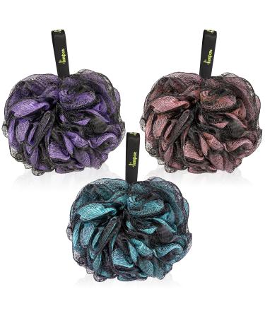 Bath sponge pack of 3 shower sponge peeling glove bath brush peeling sponge loofah sponge extra large (Mix B)
