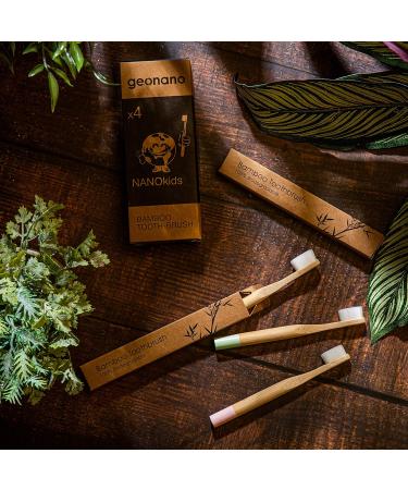 Geordinary Nanokids 4-Pack Bamboo Toothbrushes for Children - Eco-Friendly Soft & Sensitive - Sustainable Dental Care Set - Buy Online on GoSupps.com