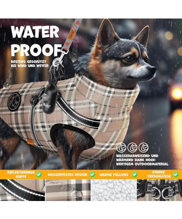 Lovpet Dog Jacket | Waterproof Padded Vest with 45 Feces Bags & Donor | Reflective Safety for Dogs | 4XL Beige Winter Coat - Buy Online on GoSupps.com