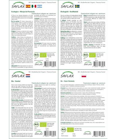 SAFLAX - ORGANIC - Sweet fennel - 100 seeds - Foeniculum vulgare - Buy Online on GoSupps.com