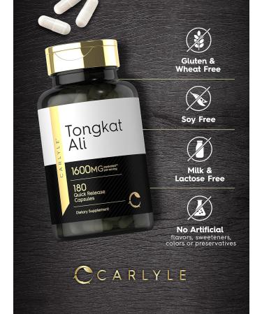 Carlyle Tongkat Ali 180 Quick Release Capsules | 1600mg Non-GMO Gluten Free Supplement for Energy & Wellness - Buy Online on GoSupps.com