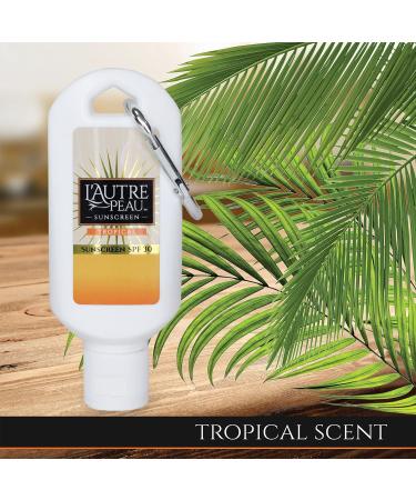 L'AUTRE PEAU SPF 30 Sunscreen Multi-Pack - Travel Size for Men, Women, and Kids | Non-Greasy, Water Resistant, Tropical Scent | TSA Approved (2oz, 3 pack with Carabiner Clip) - Buy Online on GoSupps.com