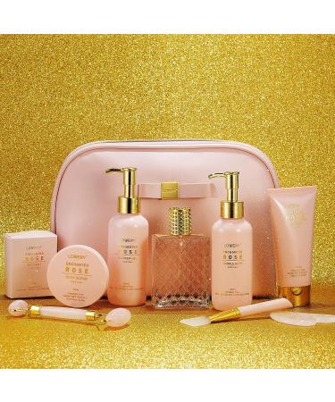 Enchanted Rose Spa Gift Basket for Women - Self Care Kit with Shower Gel, Bubble Bath, Body Scrub, Mud Mask, Perfume - Spa Kit Birthday Gift for Women, Mom, Sister, Mother's Day - Buy Online on GoSupps.com