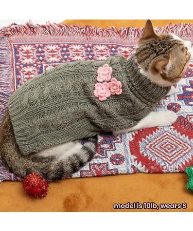 ALUZAEMO Small Dog Sweater - Flower Knitwear for Warm Winter Fashion - Cozy Pet Outfits for Small Dog/Cat/Puppy (XS) - Buy Online on GoSupps.com