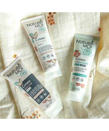 Natur Moi Moisturizing facial cream all skin types facial care day and night aloe vera and organic bababasu butter hydrates and nourishes certified organic 50 ml produced in France - Buy Online on GoSupps.com
