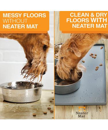 Neater Pet Brands Waterproof Silicone Pet Mat 24x16 Gunmetal - Protect Floors from Food & Water - Buy Online on GoSupps.com