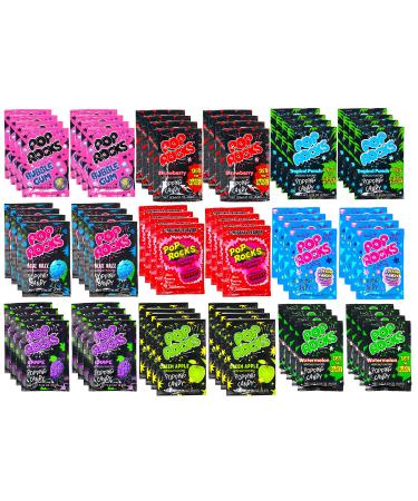 Pop Rocks Crackling Candy Variety Pack of 72  Classic Popping Candy - Nine Different Flavors Bulk Pop Rocks Pack