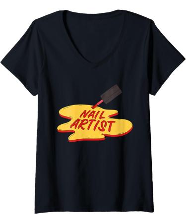 Womens Nail Artist Nail Polish Expert Beauty Salon Staff Nail Tech V-Neck T-Shirt