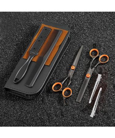 FCYSY Professional Hairdressing Scissors Thinning Set - OrangeBlack | Barber Haircut Kit for Men & Women - Buy Online on GoSupps.com